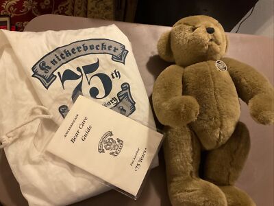 Knickerbocker Brown 75th Anniversary Bear W Drawstring Bad Brush And Paperwork