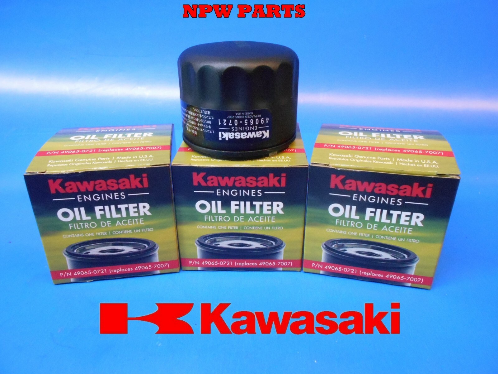 NEW Pack of 3 Genuine Kawasaki 490657007 490650721 Oil filter Made in