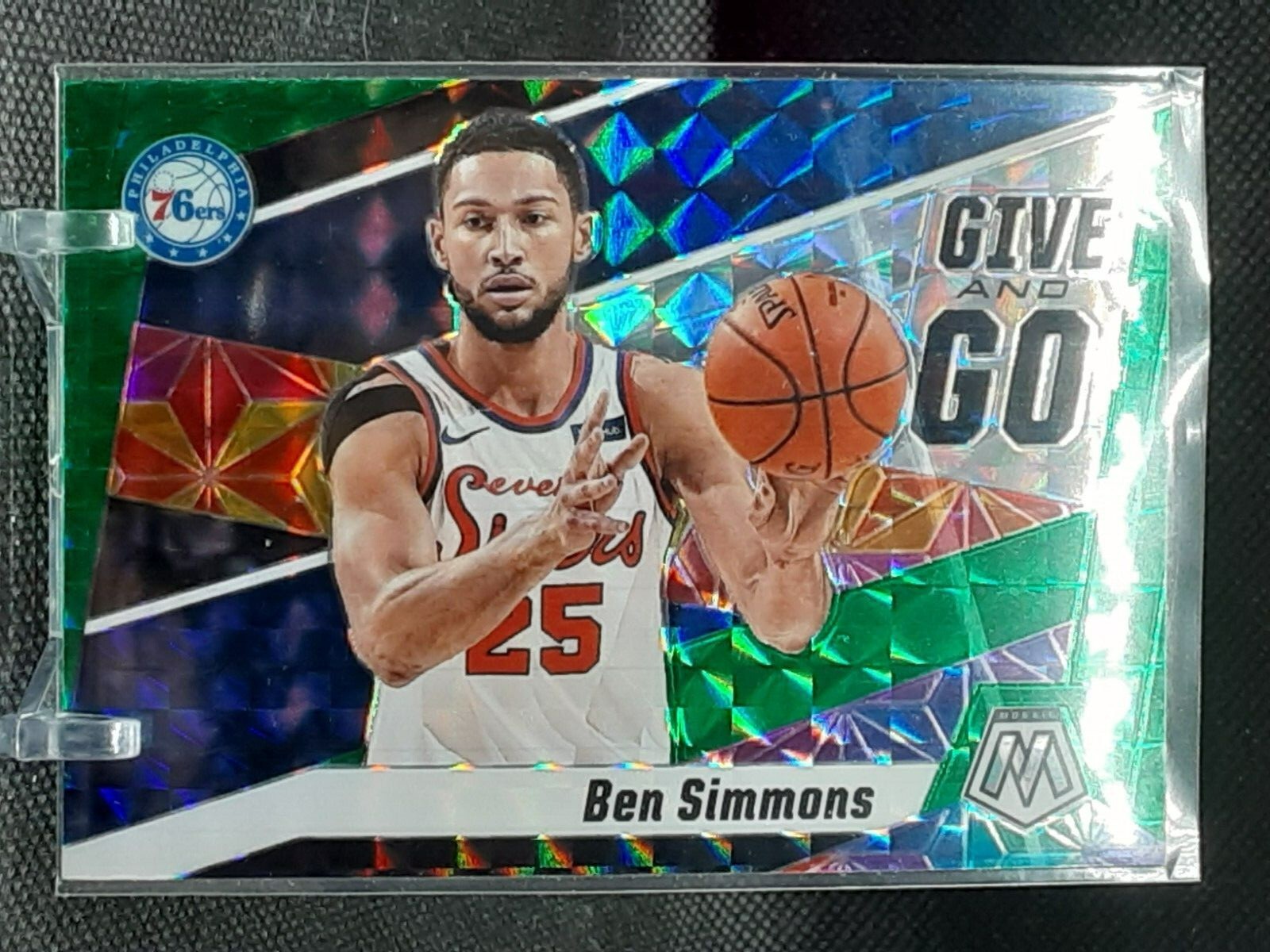 BEN SIMMONS 2019-20 MOSAIC DIVE AND GO GREEN MOSAIC 76ERS | eBay
