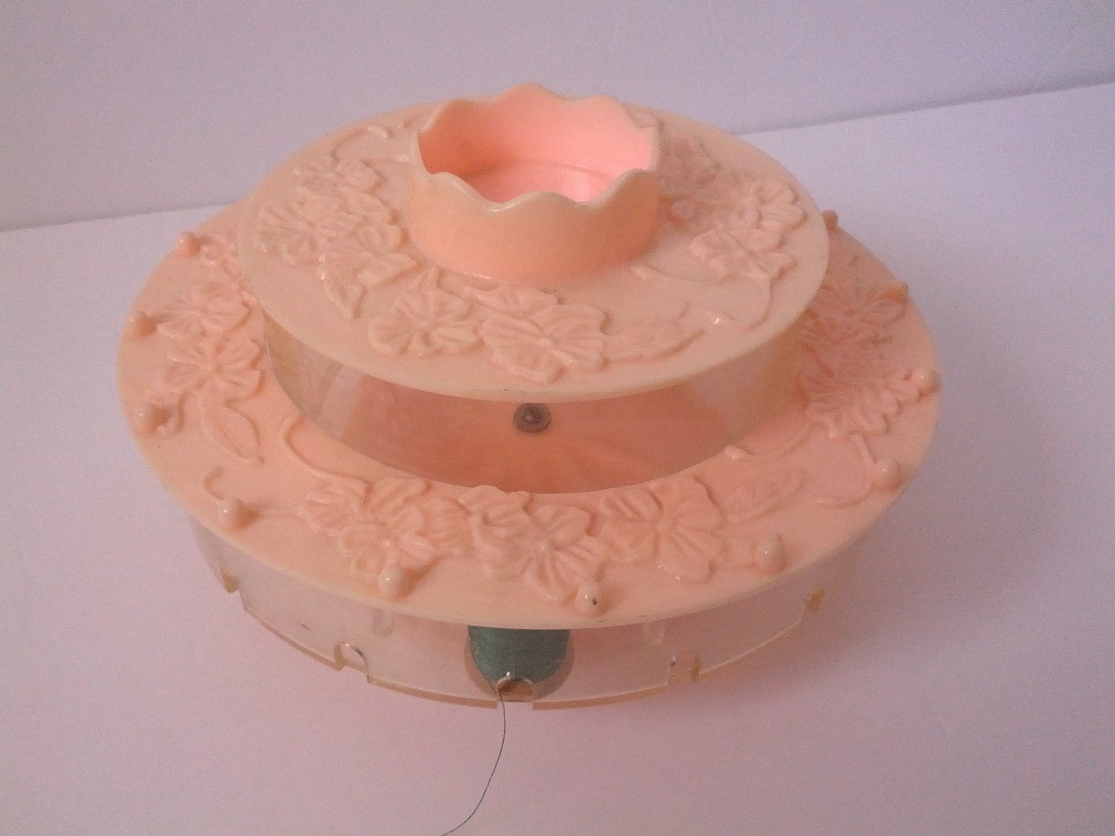 Vintage Pink Celluloid Bakelite Sewing Thread Holder Caddy