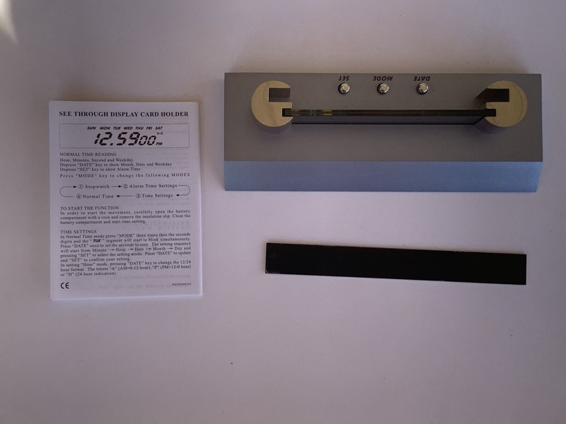 See Through Display Card Holder Clock
