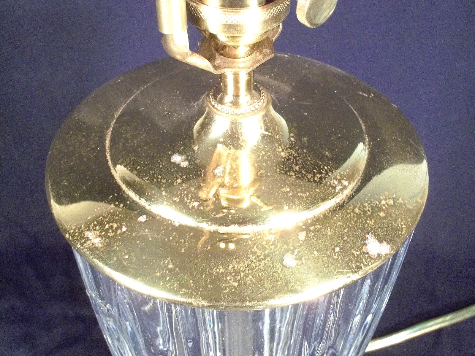 MID CENTURY ART MODERN GLASS VASE LAMP ON SCROLLED BRASS FEET