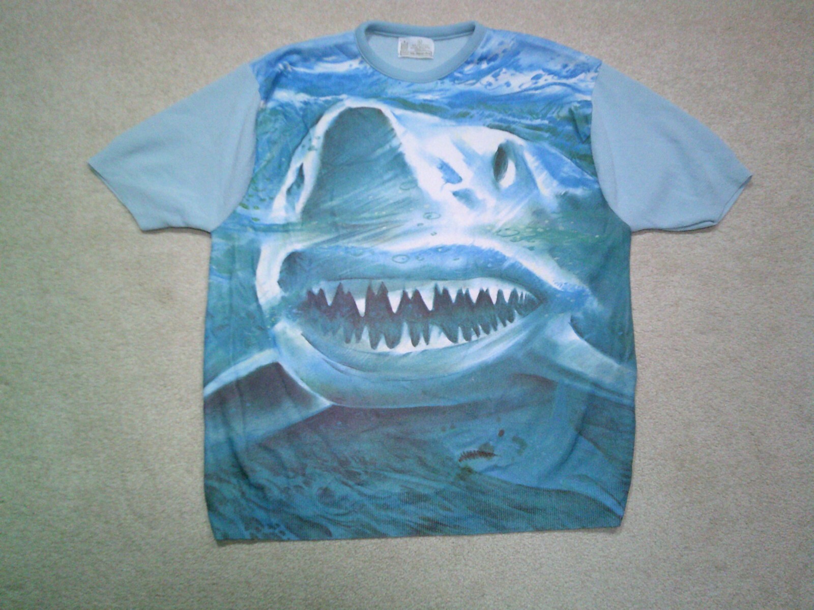 Vintage Sears Kings Road Shirt Mens Large Blue Shark Mega
