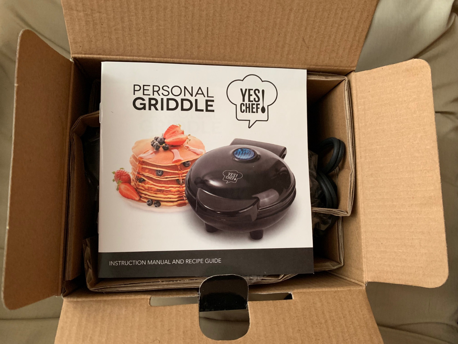 Yes Chef Personal Griddle NEW IN THE BOX  BLACK