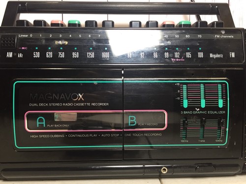 Magnavox Dual Deck Radio Audio Cassette Tape Recorder Player Boombox D 8197/47r
