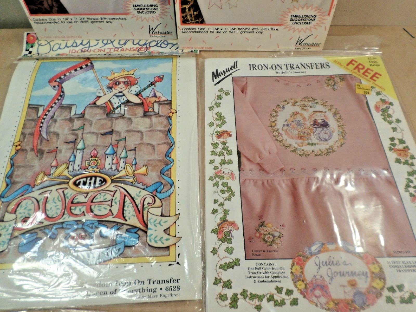 Iron on Transfer Lot~5 Transfers~Kay Black~Mary Engelbreit~Julie's Journey~