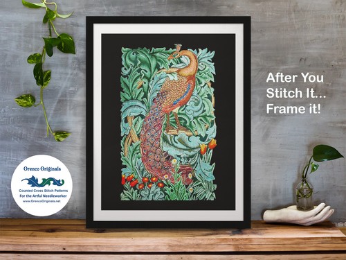 William Morris Seaweed Design Detail Counted Cross Stitch Chart Pattern