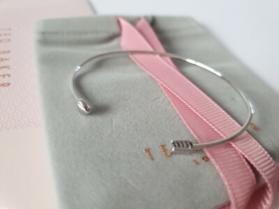 TED BAKER CARISE CUPIDS ARROW ULTRA CUFF BANGLE SILVER TONE