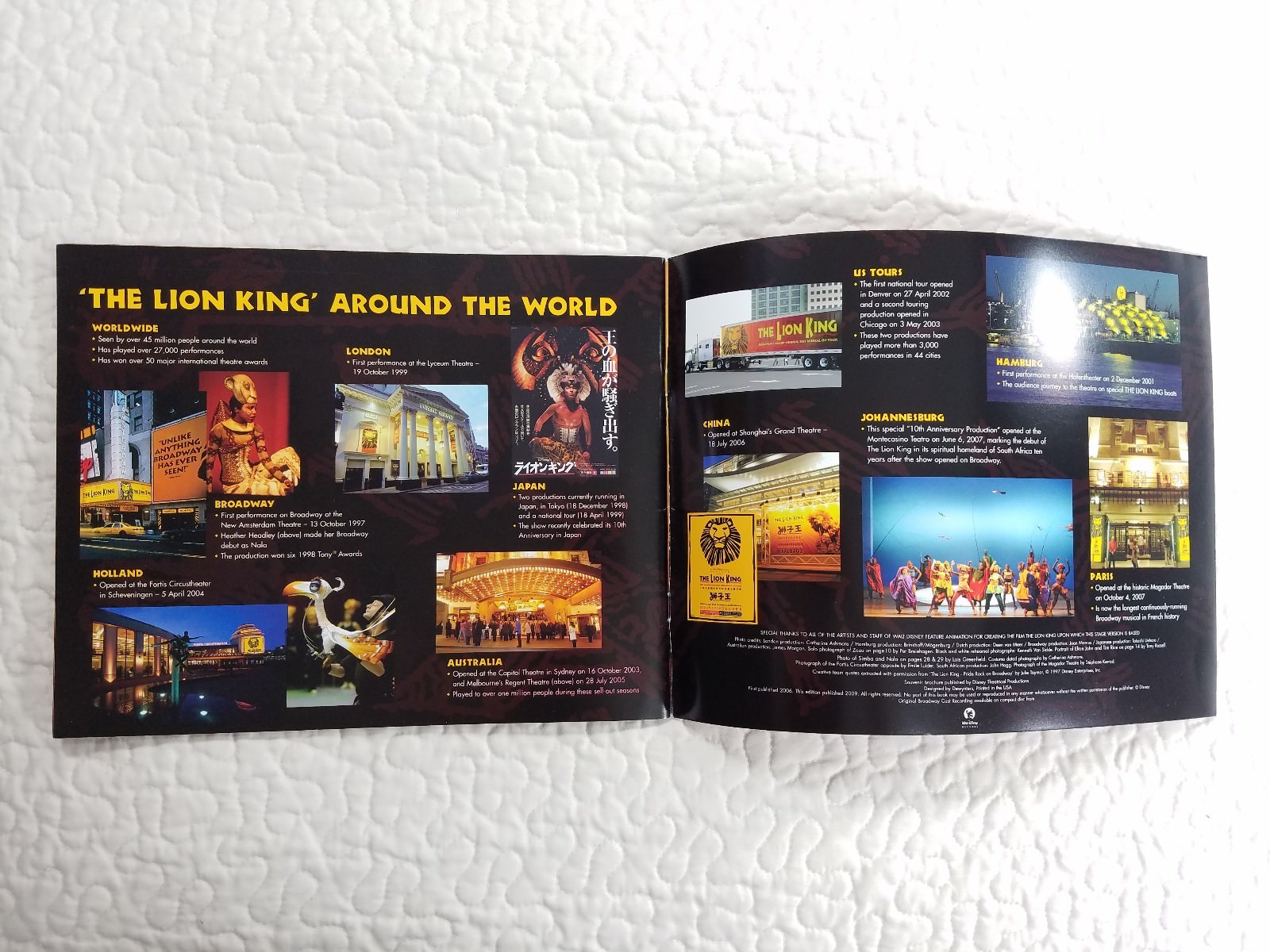 Disney Presents The Lion King Broadway Musical Photo Book Souvenir Memorabilia