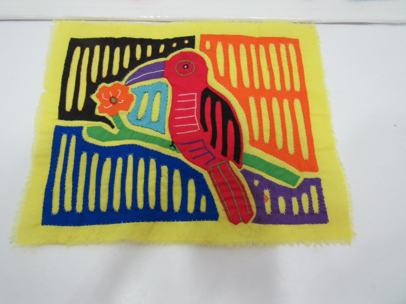 Set of Three Panama Mola Kuna Cuna Indians Hand Stitch Art Birds Unframed Set3