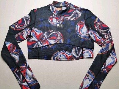 KSUBI x P. E NATION Womens UK XL Warped Cropped Top NEW Long Sleeve Gym Fitness