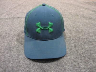 Under Amour Baseball Hat Cap Adult Large/XL Blue Fitted Mens Logo Green*