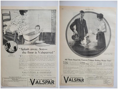 Valspar Varnish Set Of 2 Original 1921 Print Ads Outlook ~8x11''