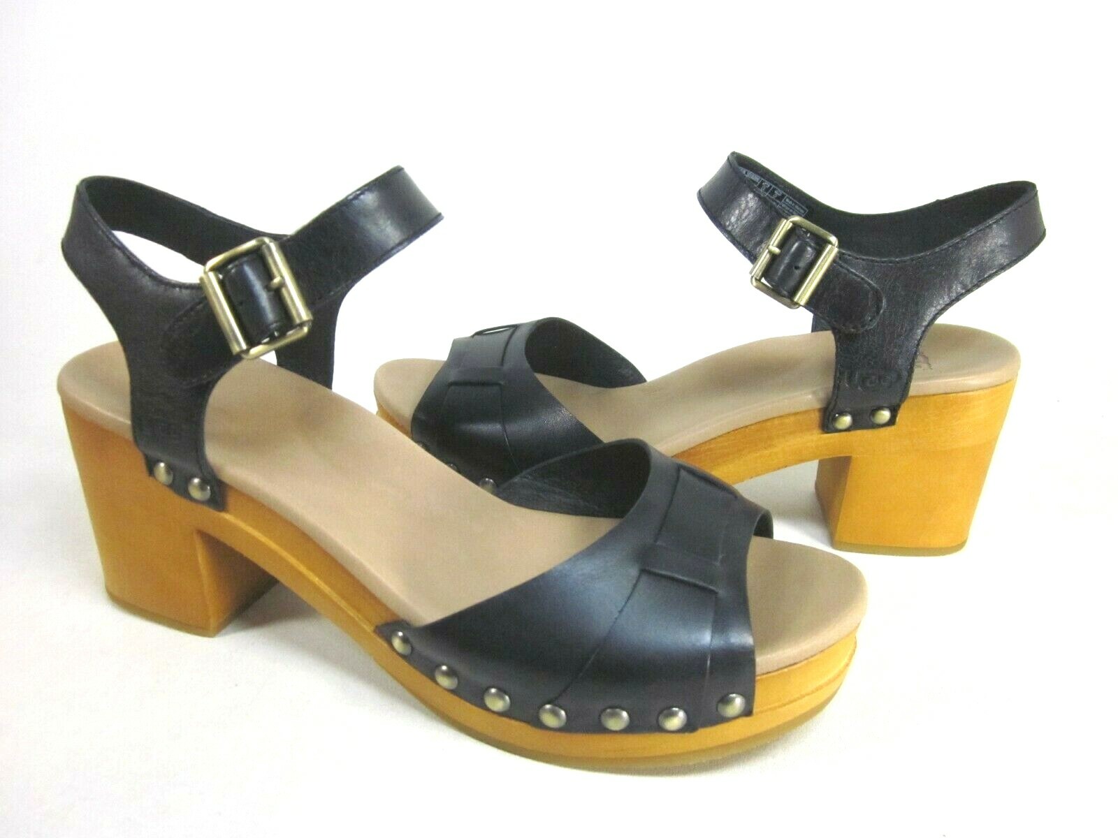 Pre-owned Ugg Australia Women's Janie Heel Sandals,black,us Size 7,eur 38 M,new In Box