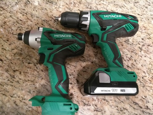 Hitachi 18V DS18DGL 1/2 Cordless Drill & WH18DGL 1/4