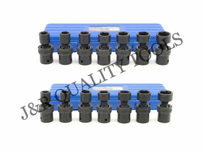 14 Pc 1/2'' Drive Universal Swivel Impact Socket Set CR molybdenum SAE Metric