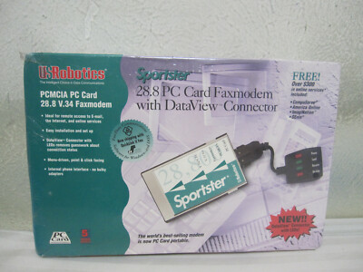 USRobotics PCMCIA Slot PC Card 28.8 v.34 Faxmodem with DataView Connector