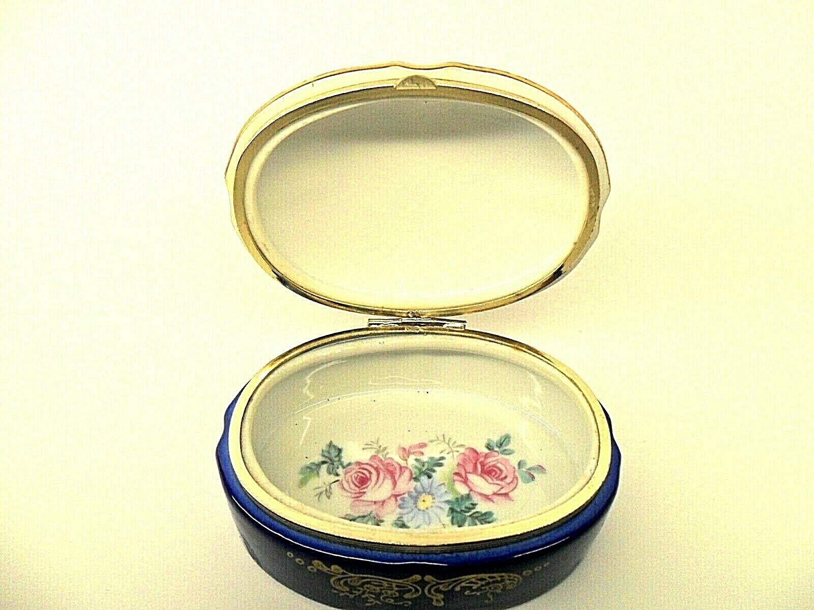 Porcelain Jewelry Trinket Box Courting Painting Andrea By Sadek Japan