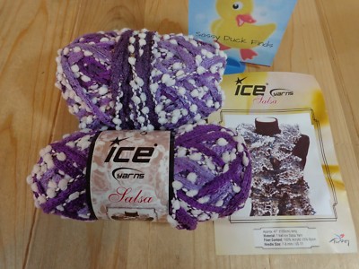 Ice Yarns Salsa Magic Purple White Lot of 2 Skeins 
