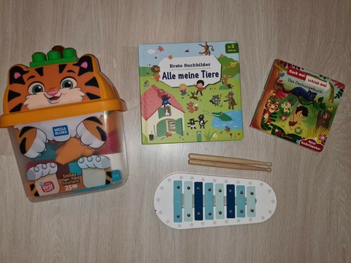 Baby Spielzeug Set Xylophon Sterne Blau Megabloks Bücher Set