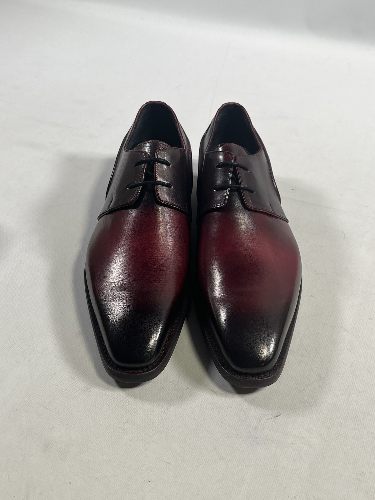 Mens Fertini Burgundy Oxford Leather Dress Shoes 43.5EU NEW