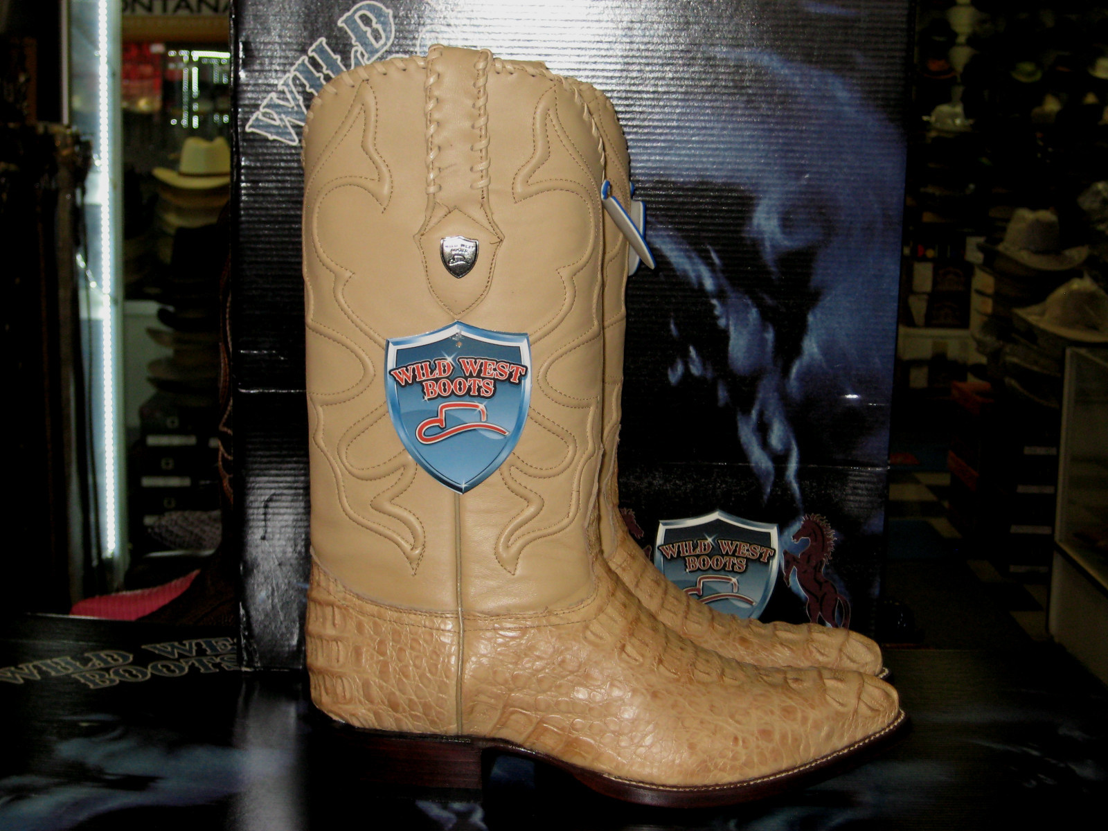 Pre-owned Wild West Boots Wild West Oryx Genuine Crocodile Hornback Western Cowboy Boot J-toe (ee) 2990211 In Oryx Tan
