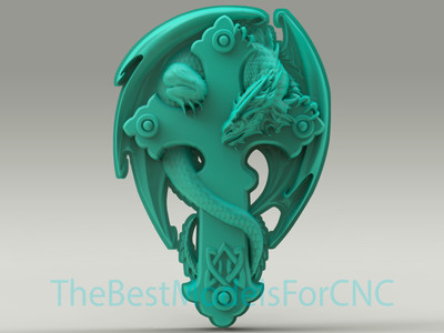3D Model STL File for CNC Router Laser & 3D Printer Dragon Around Cross