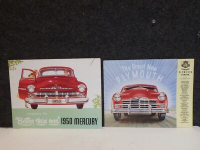 2 VINTAGE 1950 MERCURY & 1950 PLYMOUTH FOLDOUT CATALOG