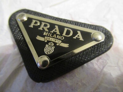 PRADA   CHARM SILVER tone metal , BLACK 46X30MM  LOT 1