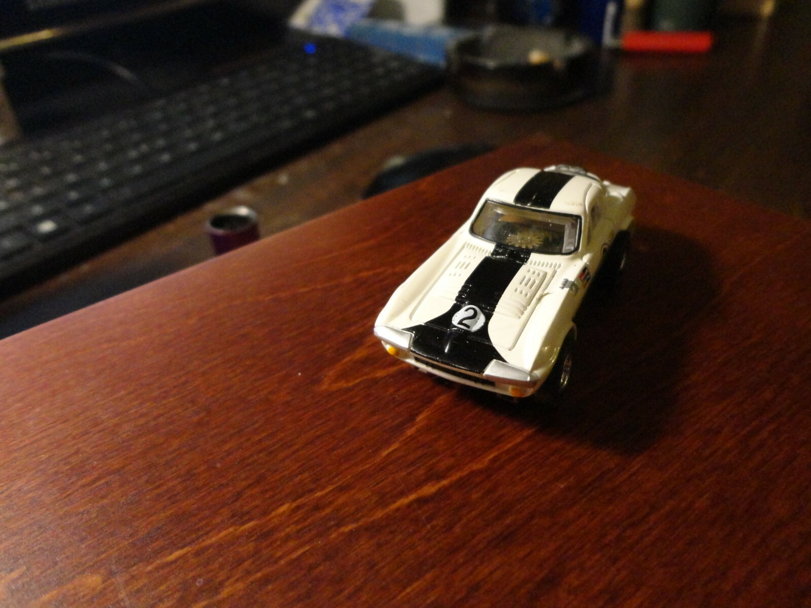 64 corvette ho slot car w/ custom wheels and open rivet chassis