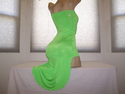New Stripper Exotic Dancer Neon Green Mid Length Salsa Dress S/M Stripperwear