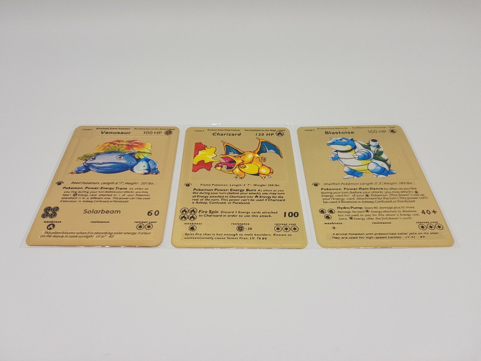 Pokémon Metall Karte - Basis Base Set - Bisaflor Glurak Turtok - 1st Edition