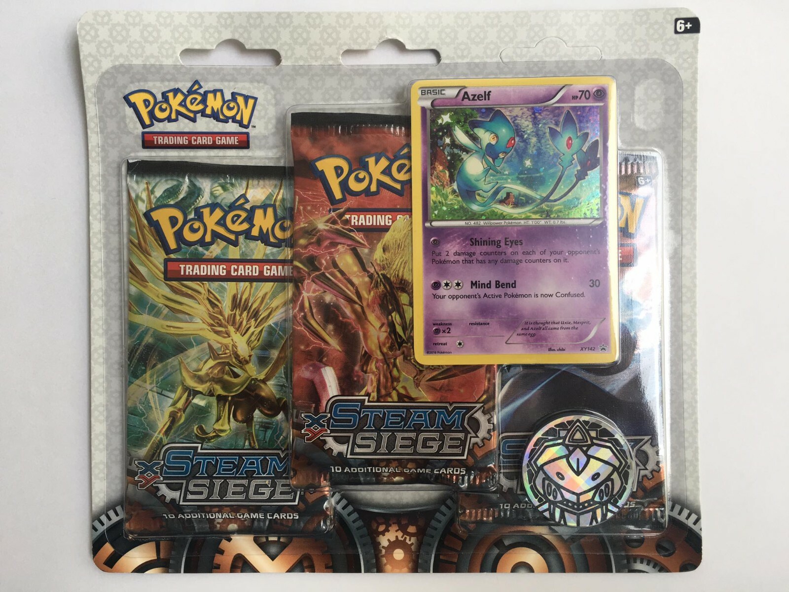 Pokemon XY Steam Siege Dampfkessel 3er Blister Booster Azelf Holo Promo Kart
