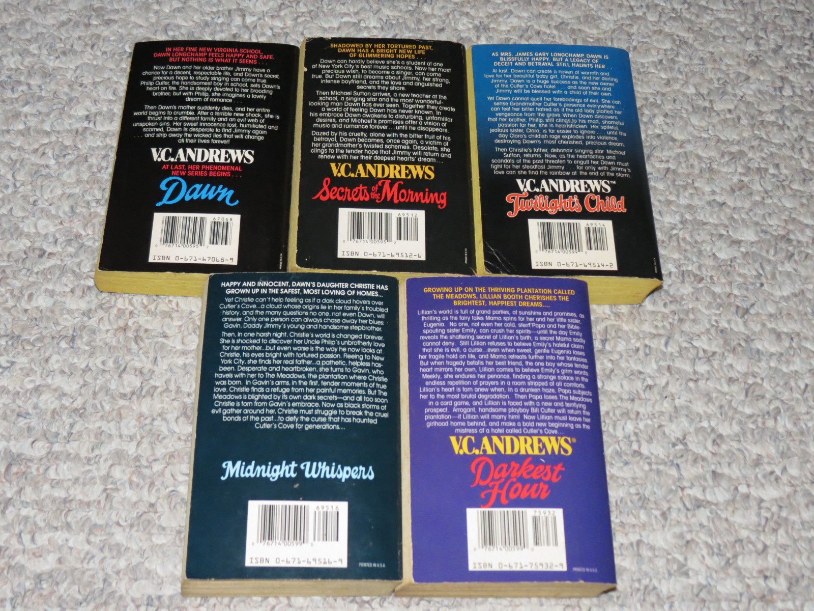 VC Andrews Cutler Family Complete Series Set of 5 Books Paperback Darkest Hour