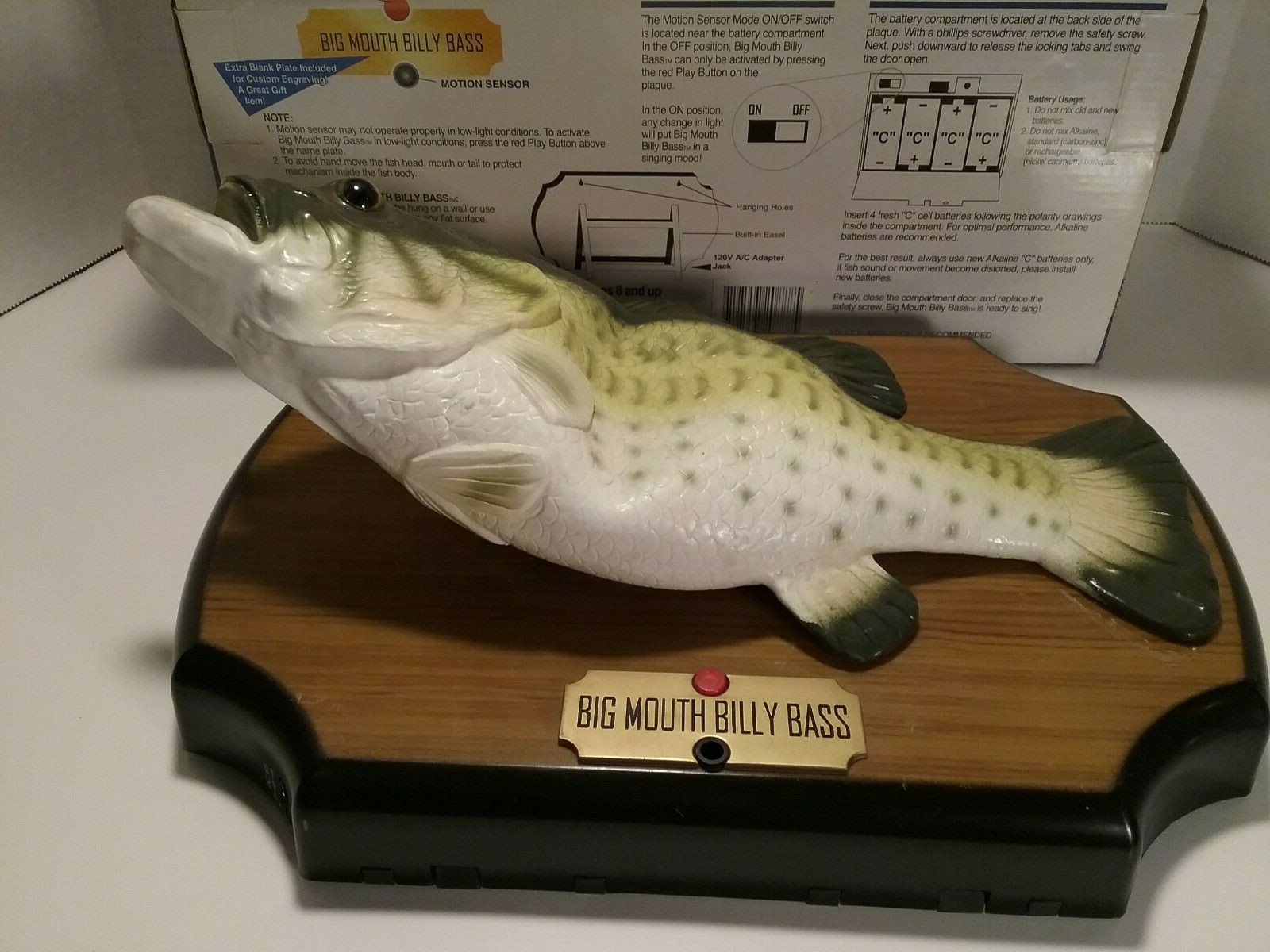 Original 1999 Big Mouth Billy Bass Motion Activated Singing Fish Gemmy In Box Nw