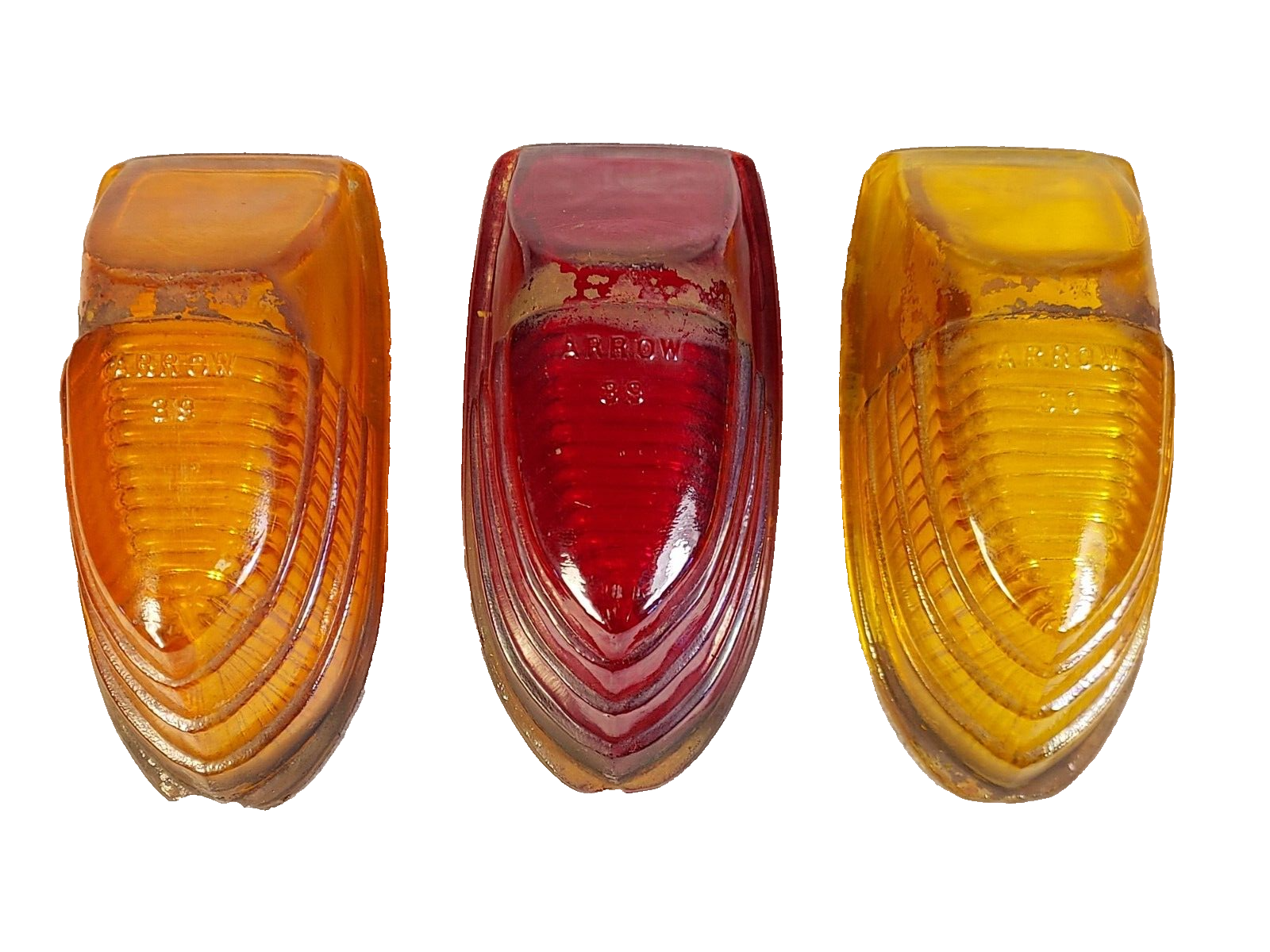 3 Vintage Arrow 39 Cab Marker Clearance Lights-Lense Only-2 Amber & 1 Red