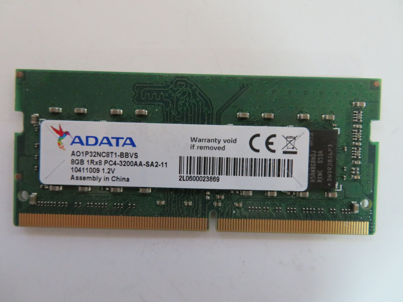 A-DATA 8GB 1RX8 DDR4 SODIMM PC4-25600 3200MHZ MEMORY MODULE