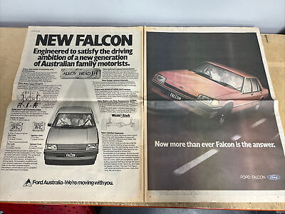 VINTAGE NEWSPAPER POSTER ADVERT NEW FORD FALCON GL XD 1982 MANCAVE MUSCLE PETROL