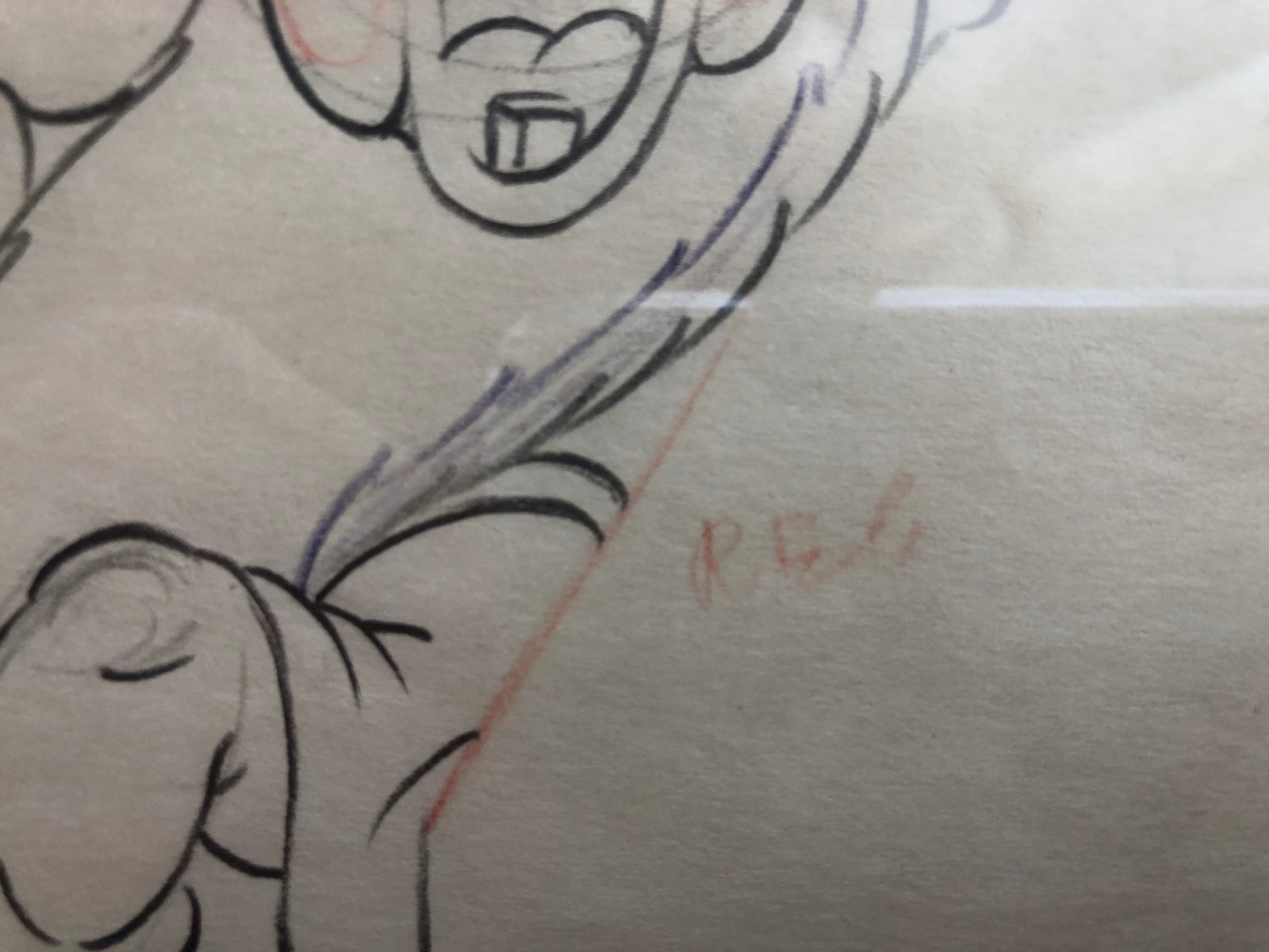 Original pencil animation drawing SLEEPY. Snow White & 7 Dwarfs COA 1937 DISNEY