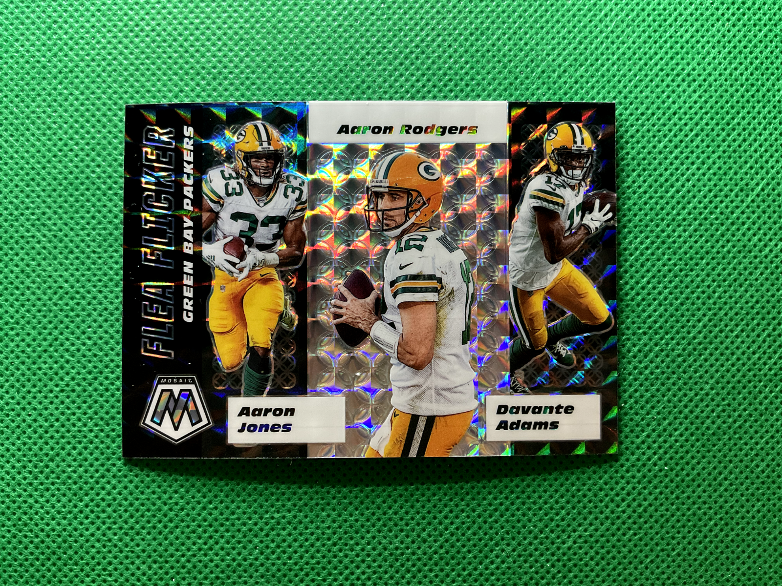 2020 Panini Mosaic Aaron Rodgers, Jones, Adams FF8 Flea