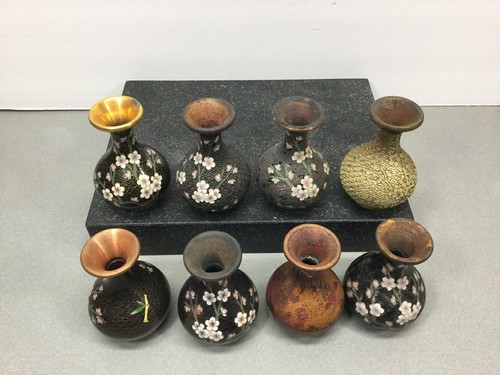 RARE VINTAGE CHINESE CLOISONNÉ WITH 8 VASES TO SHOW THE 8 STAGE PROCESS