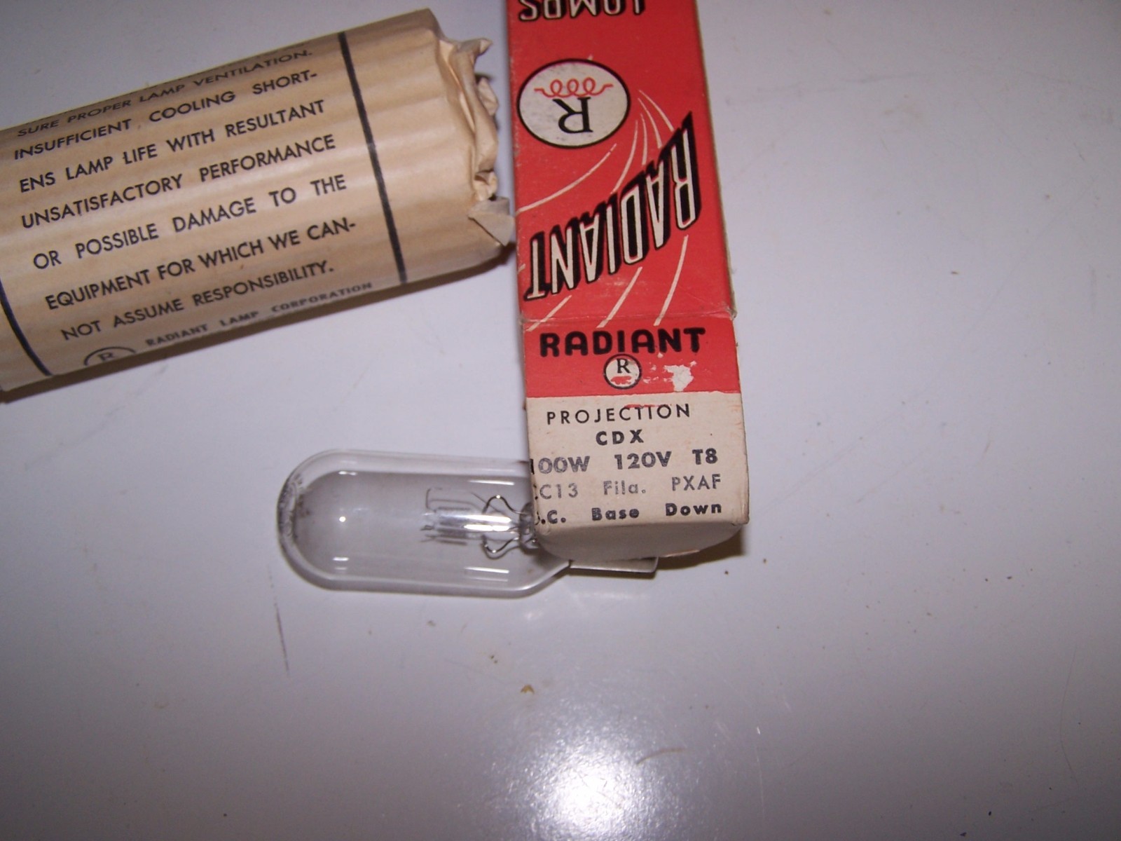 100W  120V Projection bulb by Radiant Lamp Corp.