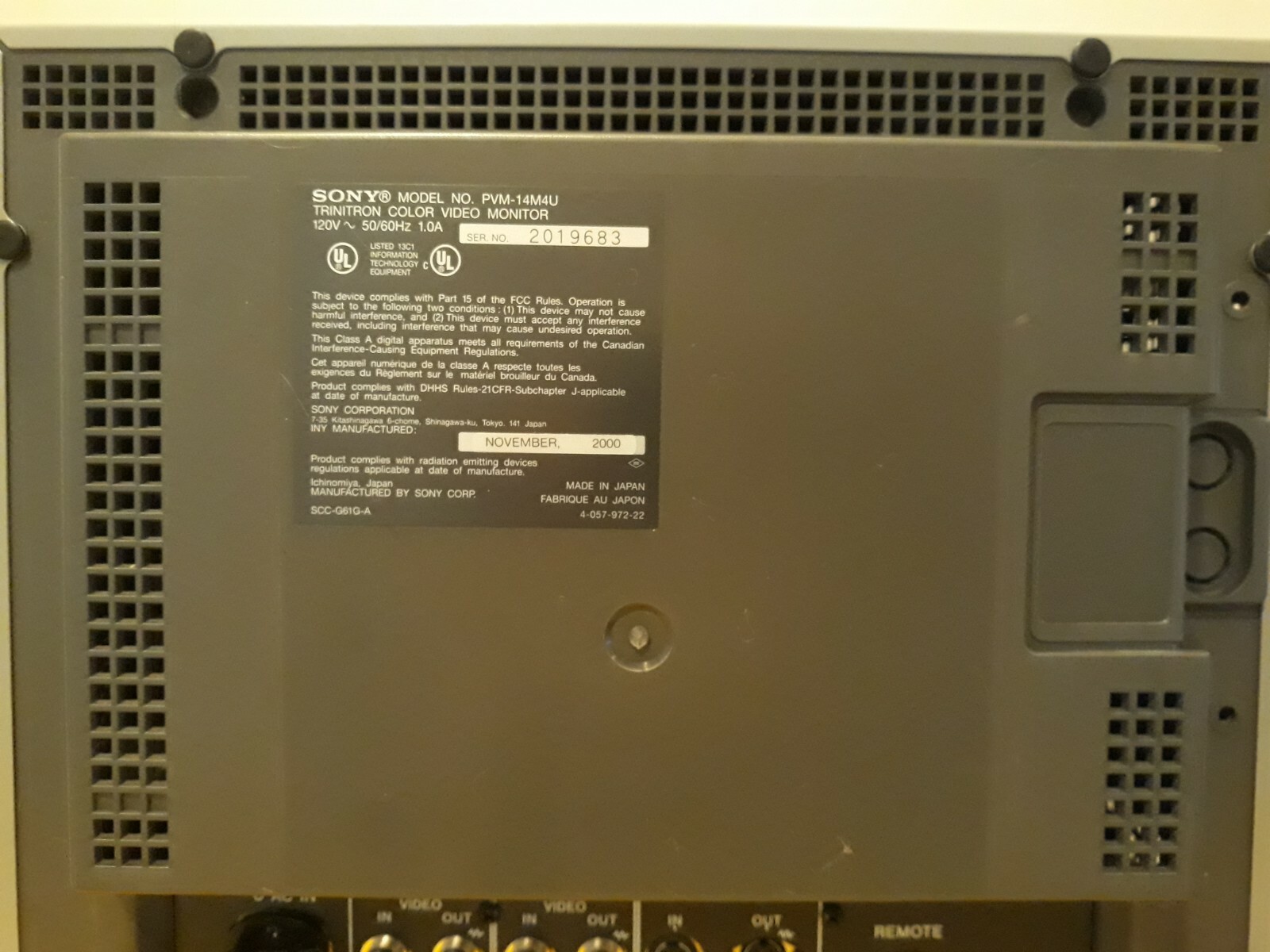 SONY PVM-14M4U VIDEO MONITOR