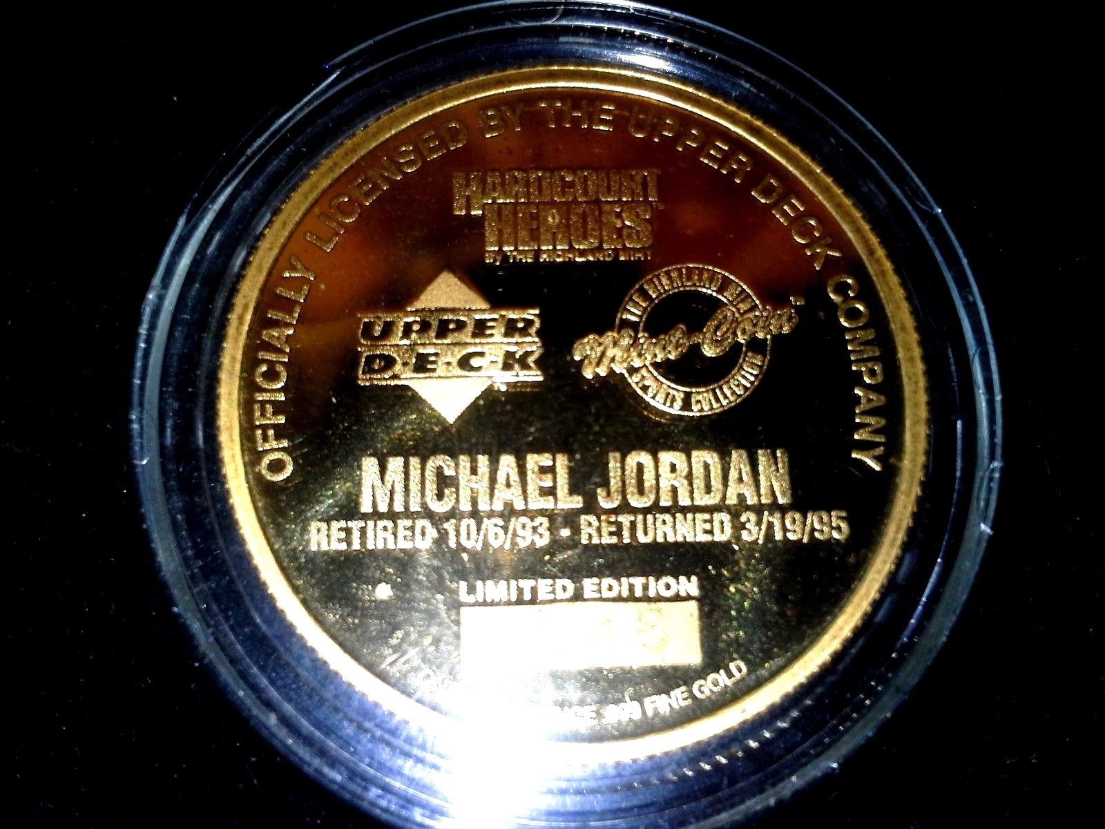 Michael Jordan 1 OZ Fine GOLD Upperdeck 45/100 Limited 100 Rare Highland Mint
