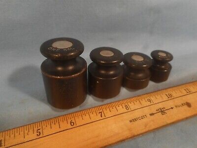 VTG Lot of 4 Brass Scale Calibration Weights: ONE GAL, TWO QT, ONE QT & ONE PT.