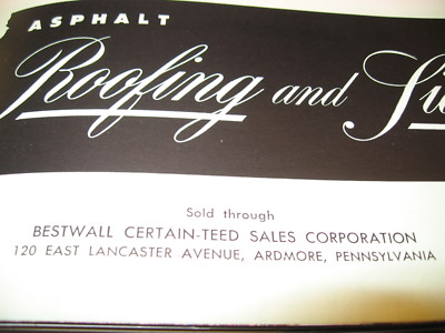 1957 Certain-Teed Roofing & Siding Catalog Asbestos CertainTeed Bestwall Sales