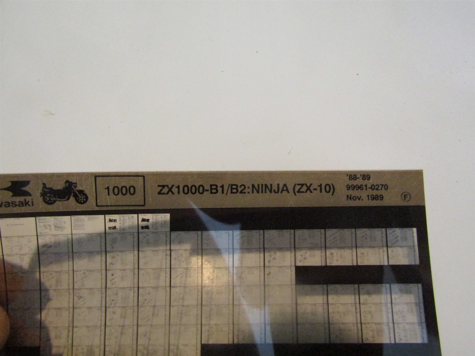 KAWASAKI 1988 - 1989 ZX1000B1 SERIES MOTORCYCLE MASTER PARTS