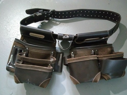 AWP LEATHER TOOL BAG with multiple pockets and storage components