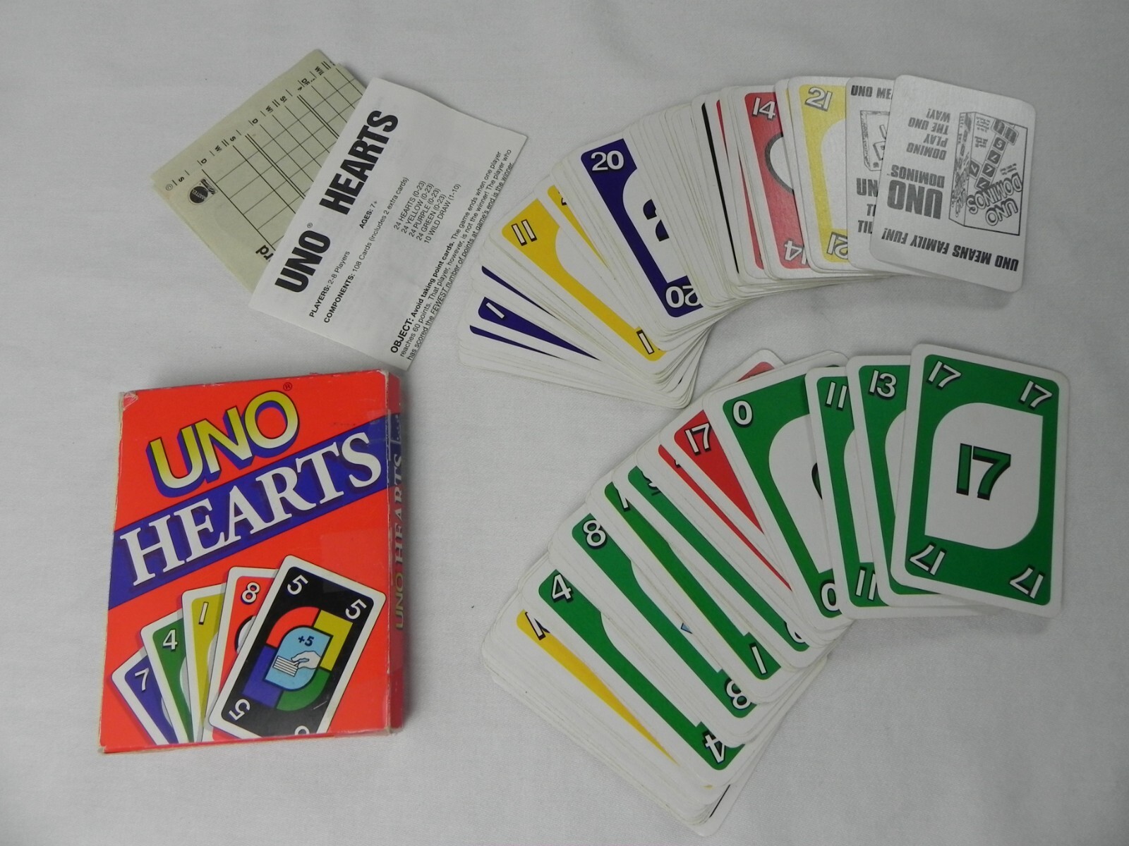 Uno Hearts Vintage 1994 Mattel Card Game w/ Instructions