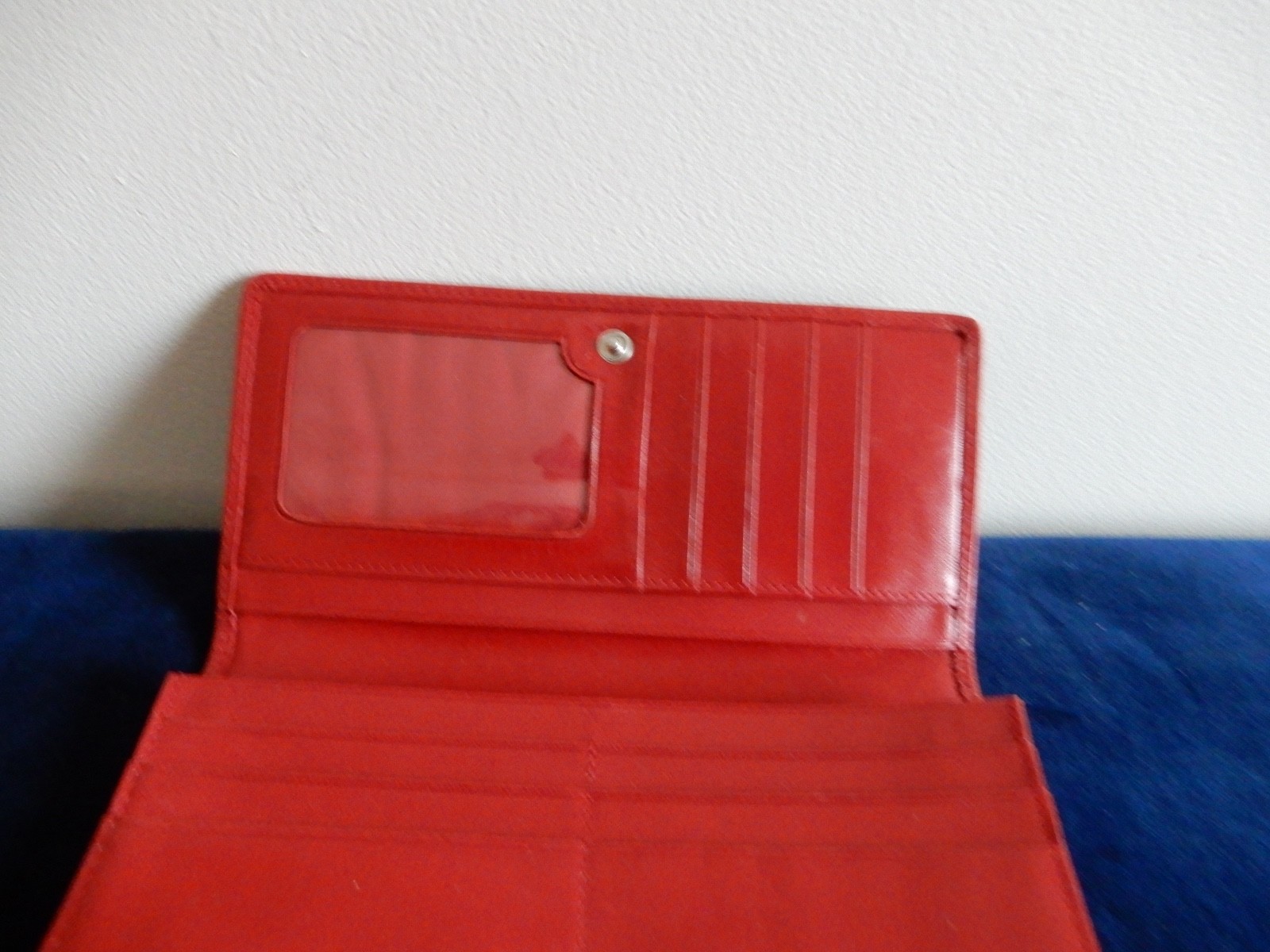 Isabella Fiore Black, White, Red Leather Wallet with Floral Decorations